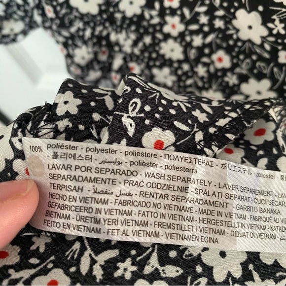 Zara Black and White Floral Button Down Mini Dress Medium - Picture 11 of 11